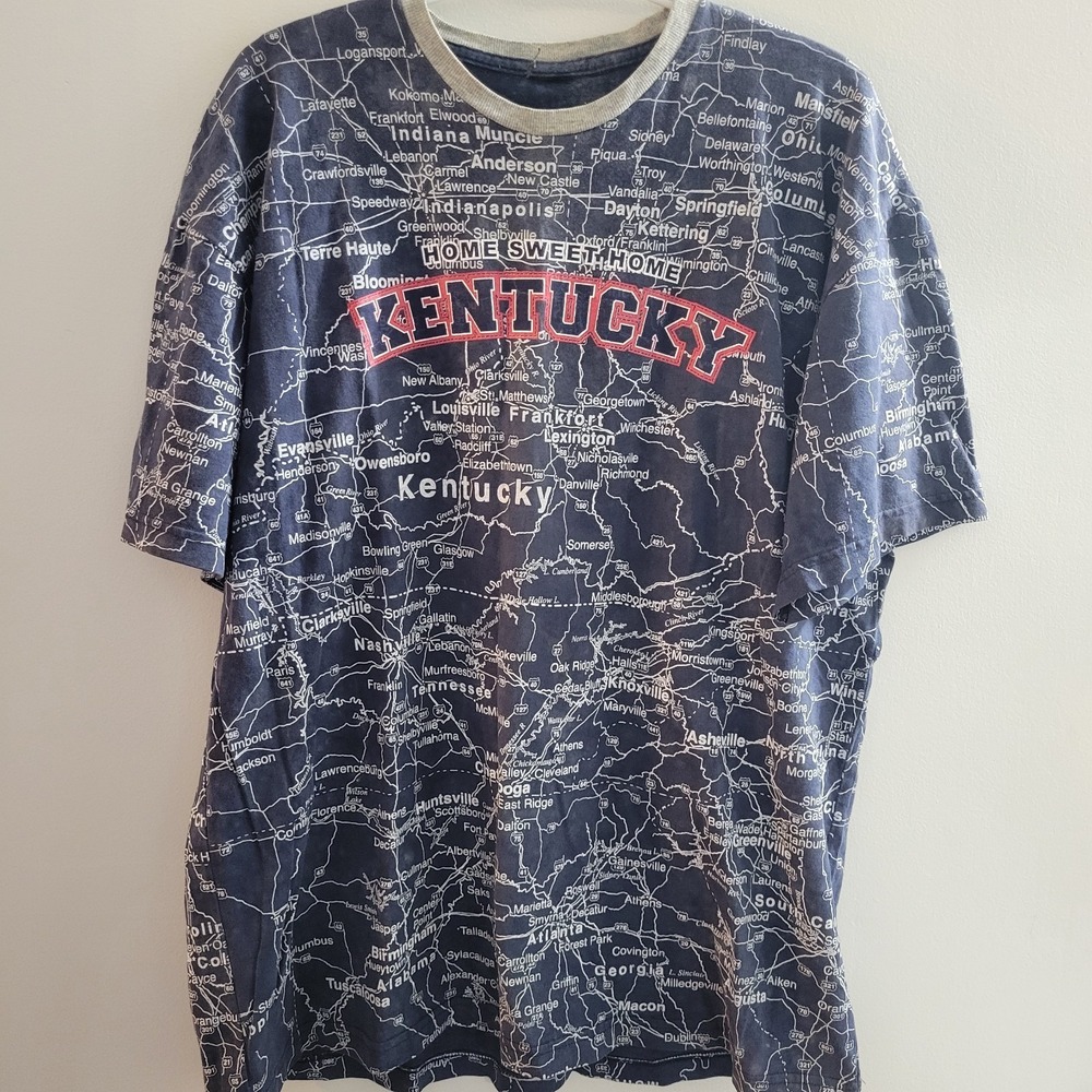 State Of Mine Kentucky Road Map AOP T-Shirt Size XL